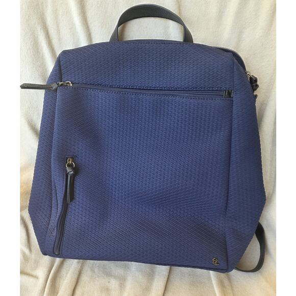Elliot Lucca Blue Quilted Backpack Clean Minimalist Academia Collegiate Med Sz - Picture 1 of 13